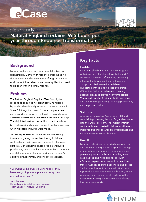 NE Enquiries Screenshot